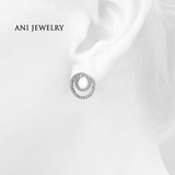 ANI 14K White Gold Women Earrings 0.29 CT Certified I/S1 Natural Diamond Round Shiny Elegant Women Stud Earrings for Anniversary