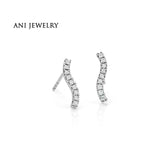 ANI 14K White Gold Women Stud Earrings 0.11 CT Certified I/S2 Real Natural Diamond Fine Jewelry Customized Design Stud Earrings