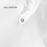 ANI 14K White Gold Women Wedding Earrings 1.06 CT Certified I/S1 Round Cut Real Natural Diamond Female Fine Jewelry Stud Earring