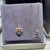 ANI 18K Rose Gold (AU750) Pendant Necklace 0.118ct Real Diamond Jewelry Custom Heart Shape Pendant Necklace for Women Engagement