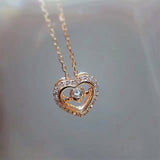 ANI 18K Rose Gold (AU750) Pendant Necklace 0.118ct Real Diamond Jewelry Custom Heart Shape Pendant Necklace for Women Engagement