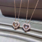 ANI 18K Rose Gold (AU750) Pendant Necklace 0.118ct Real Diamond Jewelry Custom Heart Shape Pendant Necklace for Women Engagement