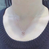 ANI 18K Rose Gold (AU750) Pendant Necklace 0.118ct Real Diamond Jewelry Custom Heart Shape Pendant Necklace for Women Engagement