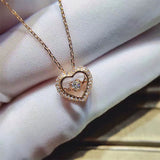 ANI 18K Rose Gold (AU750) Pendant Necklace 0.118ct Real Diamond Jewelry Custom Heart Shape Pendant Necklace for Women Engagement