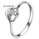 ANI 18K White Gold (AU750) Women Wedding Ring 0.03 CT Certified I/SI Natural Diamond Jewelry Twist Design Lover Anniversary Ring