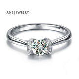 ANI 18K White Gold (AU750) Women Wedding Ring 0.35 CT Certified I/SI1 Round Natural Diamond Engagement Ring for Lover Proposal