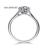 ANI 18K White Gold (AU750) Women Wedding Ring 0.35 CT Certified I/SI1 Round Natural Diamond Engagement Ring for Lover Proposal