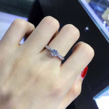 ANI 18K White Gold (AU750) Women Wedding Ring Certified F/SI Luxury 0.68 CT Round Cut 6 Claws Real Diamond Ring for Engagement