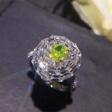 ANI 18K White Gold (AU750) Women Wedding Ring GIA Certified VS2 Luxury 3.37 ct Fancy Intense Greenish Yellow Diamond Halo Ring