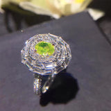 ANI 18K White Gold (AU750) Women Wedding Ring GIA Certified VS2 Luxury 3.37 ct Fancy Intense Greenish Yellow Diamond Halo Ring