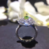 ANI 18K White Gold (AU750) Women Wedding Ring GIA Certified VS2 Luxury 3.37 ct Fancy Intense Greenish Yellow Diamond Halo Ring