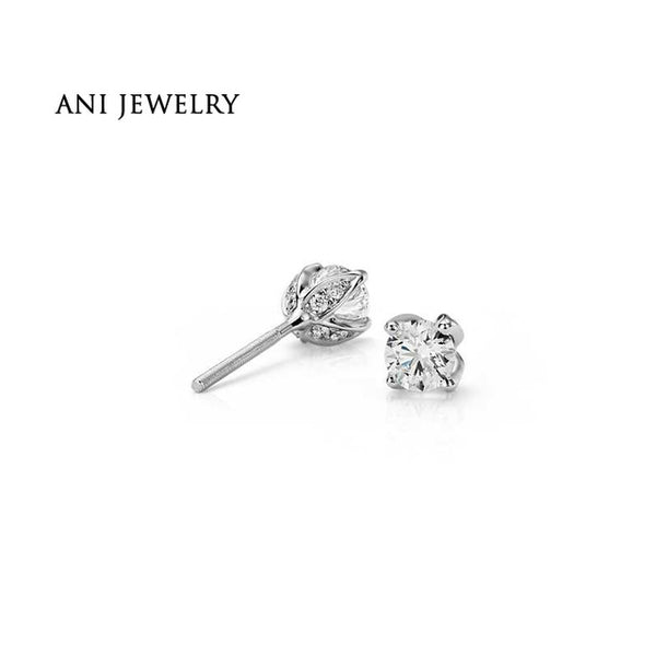 ANI Platinum Women Engagement Stud Earrings 1.07 CT Certified I/S2 Natural Diamond Fine Jewelry Fashion Design Stud Earrings