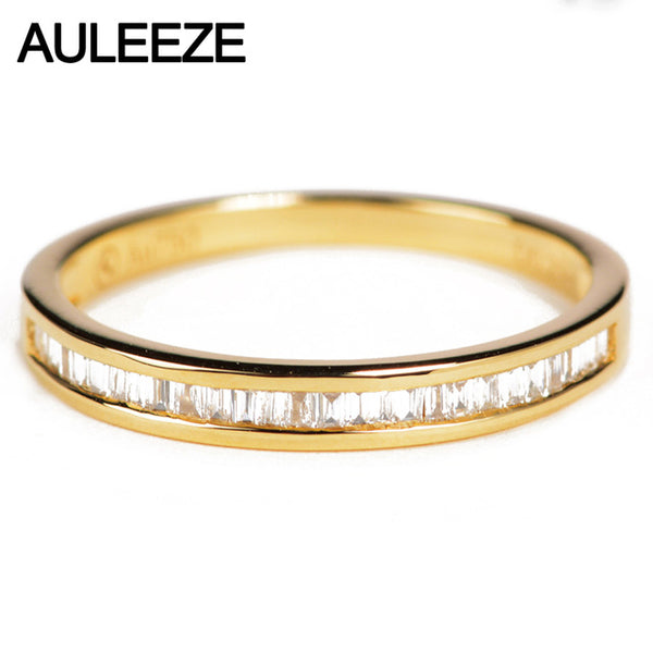 AULEEZE 0.23cttw Certificate Diamond Wedding Band For Women 18K Solid Yellow Gold Wedding Enternal Ring Real Diamond Jewelry