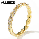 AULEEZE  0.33cttw Real Natural Diamond 18k 750 Yellow Gold Wedding Rings Twist Eternity Bands For Women Jewelry