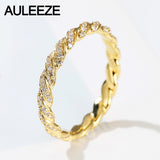 AULEEZE  0.33cttw Real Natural Diamond 18k 750 Yellow Gold Wedding Rings Twist Eternity Bands For Women Jewelry