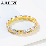 AULEEZE  0.33cttw Real Natural Diamond 18k 750 Yellow Gold Wedding Rings Twist Eternity Bands For Women Jewelry