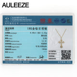 AULEEZE Classic Cross Diamond Pendant Necklace Jewelry 18K 750 Solid Yellow Gold Real Genuine Diamond Pendant 18K Gold Necklace