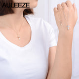 AULEEZE Classic Cross Diamond Pendant Necklace Jewelry 18K 750 Solid Yellow Gold Real Genuine Diamond Pendant 18K Gold Necklace