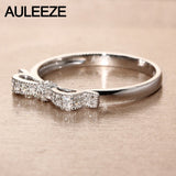 AULEEZE Diamond Jewelry Solid 18k 750 White Gold Ring Natural Diamond Bowknot Design Ladies Wedding Band Stackable Promise Ring