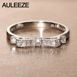 AULEEZE Diamond Jewelry Solid 18k 750 White Gold Ring Natural Diamond Bowknot Design Ladies Wedding Band Stackable Promise Ring