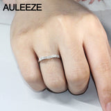 AULEEZE Diamond Jewelry Solid 18k 750 White Gold Ring Natural Diamond Bowknot Design Ladies Wedding Band Stackable Promise Ring