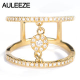 AULEEZE Finger Joint Ring 18K Yellow Gold Natural Diamond Ring Certificate Diamond Cocktail Party Rings For Women Fine Jewelry