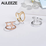 AULEEZE Finger Joint Ring 18K Yellow Gold Natural Diamond Ring Certificate Diamond Cocktail Party Rings For Women Fine Jewelry