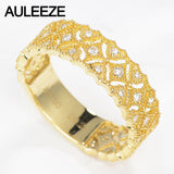 AULEEZE Genuine Real 18k Yellow Gold Bands 0.20cttw Natural Diamond Wedding Rings For Women Star Design Fine Jewelry Gifts