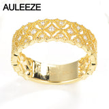 AULEEZE Genuine Real 18k Yellow Gold Bands 0.20cttw Natural Diamond Wedding Rings For Women Star Design Fine Jewelry Gifts