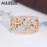 AULEEZE Luxury 1.14CTTW Certified Diamond Wedding Bands 18K White Gold Rose Gold Wedding Party Rings For Women Fine Jewelry