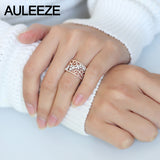 AULEEZE Luxury 1.14CTTW Certified Diamond Wedding Bands 18K White Gold Rose Gold Wedding Party Rings For Women Fine Jewelry