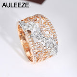 AULEEZE Luxury 1.14CTTW Certified Diamond Wedding Bands 18K White Gold Rose Gold Wedding Party Rings For Women Fine Jewelry