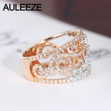 AULEEZE Luxury 1.14CTTW Certified Diamond Wedding Bands 18K White Gold Rose Gold Wedding Party Rings For Women Fine Jewelry