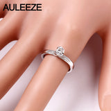 AULEEZE Natural Diamond Engagement Ring Unique Design 18K White Gold 0.20ct Real Diamond Wedding Rings For Women Jewelry