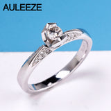 AULEEZE Natural Diamond Engagement Ring Unique Design 18K White Gold 0.20ct Real Diamond Wedding Rings For Women Jewelry