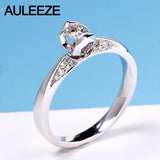 AULEEZE Natural Diamond Engagement Ring Unique Design 18K White Gold 0.20ct Real Diamond Wedding Rings For Women Jewelry