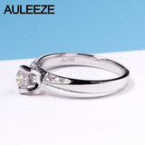 AULEEZE Natural Diamond Engagement Ring Unique Design 18K White Gold 0.20ct Real Diamond Wedding Rings For Women Jewelry