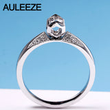 AULEEZE Natural Diamond Engagement Ring Unique Design 18K White Gold 0.20ct Real Diamond Wedding Rings For Women Jewelry