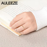 AULEEZE Real Diamond Ring 18K Yellow Gold Natural Diamond Wedding Band Pave Matching Band  Unique Unilateral Design Fine Jewelry