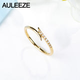 AULEEZE Real Diamond Ring 18K Yellow Gold Natural Diamond Wedding Band Pave Matching Band  Unique Unilateral Design Fine Jewelry