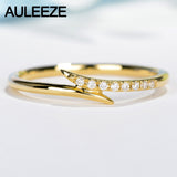 AULEEZE Real Diamond Ring 18K Yellow Gold Natural Diamond Wedding Band Pave Matching Band  Unique Unilateral Design Fine Jewelry