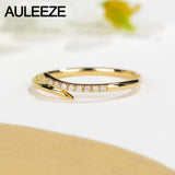 AULEEZE Real Diamond Ring 18K Yellow Gold Natural Diamond Wedding Band Pave Matching Band  Unique Unilateral Design Fine Jewelry