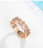 AULEEZE Romantic 18K Yellow Gold Bands Real 0.34cttw Natural Diamond H/SI Flower Vine Wedding Ring For Women Fine Jewelry