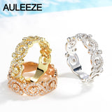 AULEEZE Romantic 18K Yellow Gold Bands Real 0.34cttw Natural Diamond H/SI Flower Vine Wedding Ring For Women Fine Jewelry