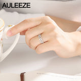 AULEEZE Romantic 18K Yellow Gold Bands Real 0.34cttw Natural Diamond H/SI Flower Vine Wedding Ring For Women Fine Jewelry