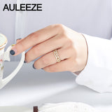 AULEEZE Romantic 18K Yellow Gold Bands Real 0.34cttw Natural Diamond H/SI Flower Vine Wedding Ring For Women Fine Jewelry