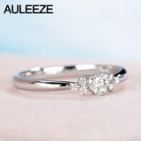 AULEEZE Romantic Flower African Real Heart Cut Natural Diamond 18k 750 White Gold Wedding Engagement Rings For Women Jewelry