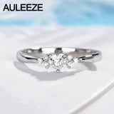 AULEEZE Romantic Flower African Real Heart Cut Natural Diamond 18k 750 White Gold Wedding Engagement Rings For Women Jewelry