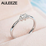 AULEEZE Romantic Flower African Real Heart Cut Natural Diamond 18k 750 White Gold Wedding Engagement Rings For Women Jewelry