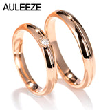 AULEEZE Solid 18K Rose Gold Ring For Couple Noble Temperament Real Diamond Wedding Engagement Ring Wedding Jewelry